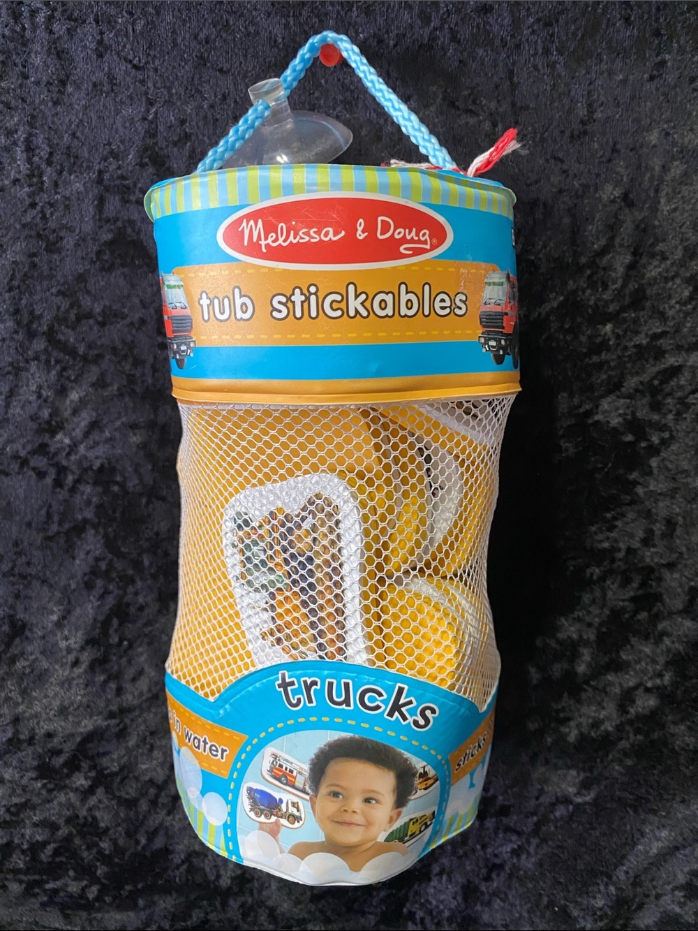 Melissa & Doug Truck Tub Stickables in Yellow and Blue Mesh Carry Case
